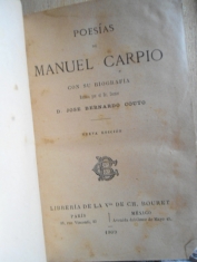 Poesías de Manuel Carpio con su biografía por José Bernardo Couto