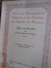 Indice de documentos relativos a los pueblos del Estado de México Ramo de Mercedes del AGN 2 tomos Mario Colín